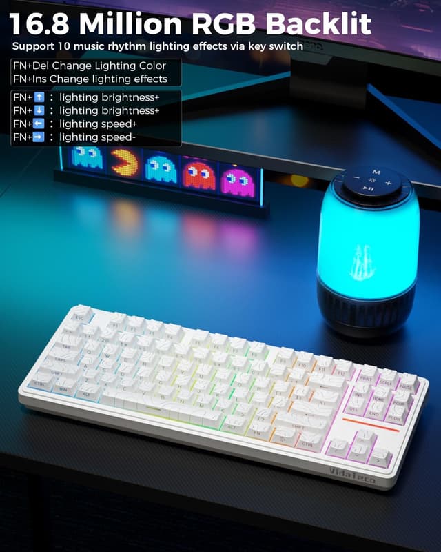 Thumbnail 6 de K87 80% kabellose mechanische Gaming-Tastatur mit Hot-Swap (3/5-Pin), Dreifachmodus Bluetooth 5.0/2,4G/USB-C und 5000-mAh-Akku, QWERTY weiß