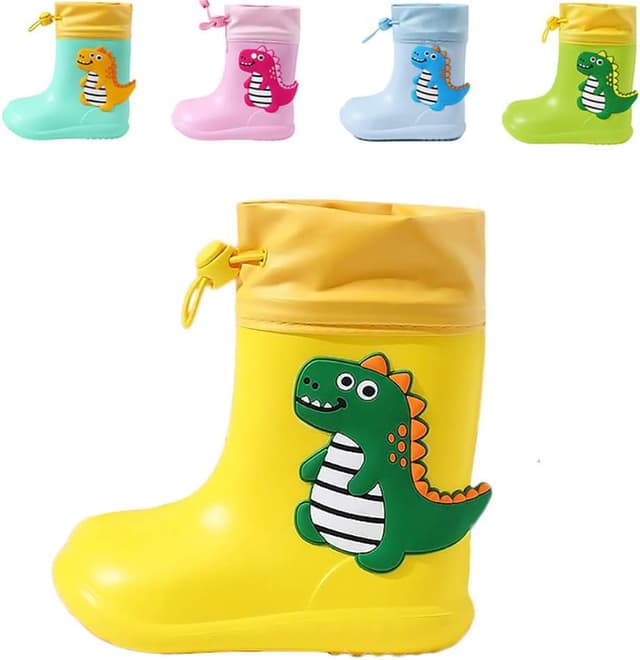 Detalle de Stivali da pioggia in EVA unisex per bambini con suola antiscivolo e fantasia dinosauro