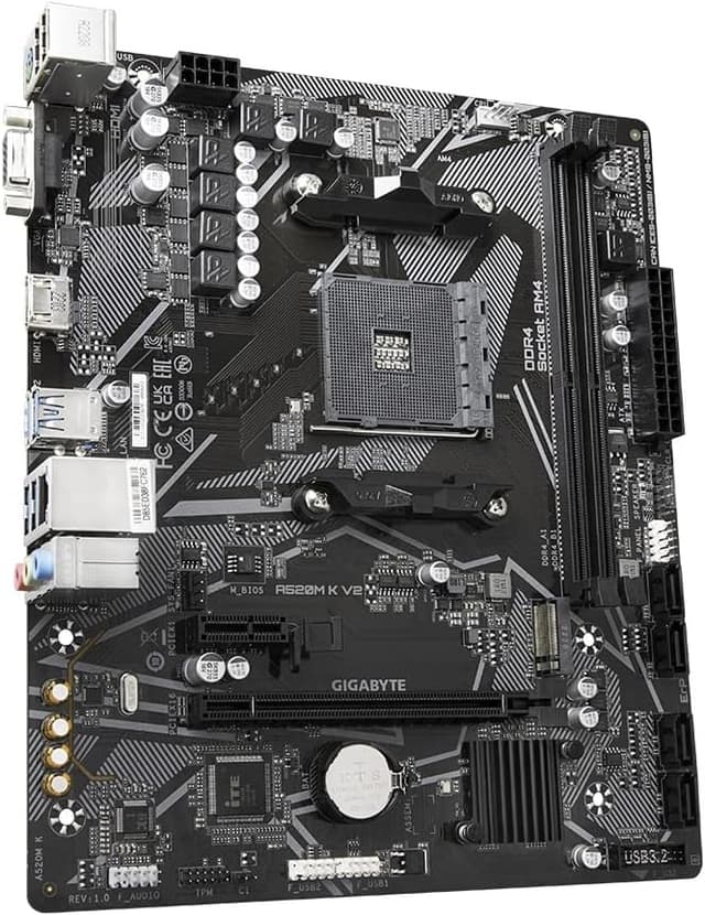 Detalle de Gigabyte A520M K V2 (MB6136) — carte mère MicroATX AMD A520 pour PC de bureau