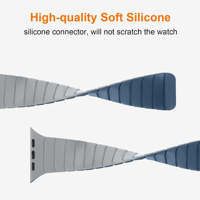 Detalle de Tasikar Magnetic Straps Magnetic Silicone Replacement Loop for Apple Watch (49mm–42mm) – Misty Grey/Blue