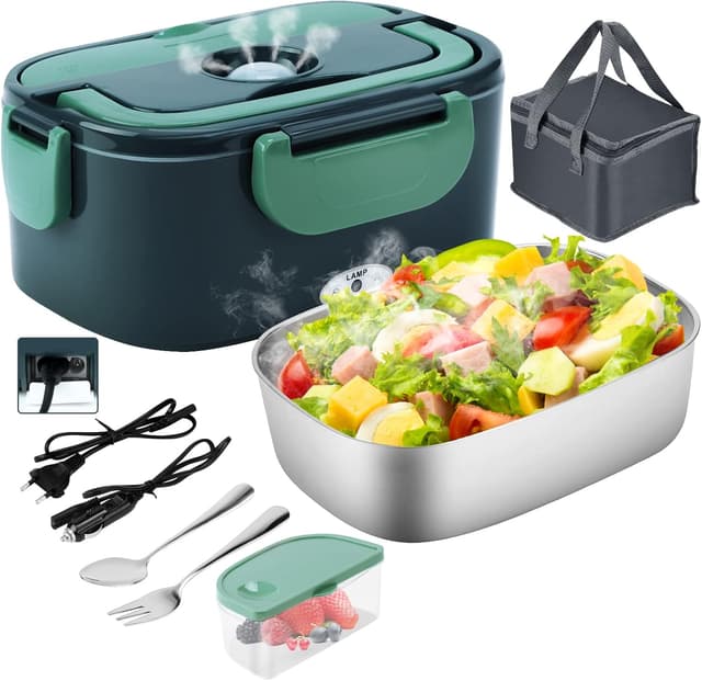 Detalle de Gentre Lunch Box Elettrico portatile 4 in 1 con scaldavivande 1,5 L (12V/24V/220-240V) in acciaio inox