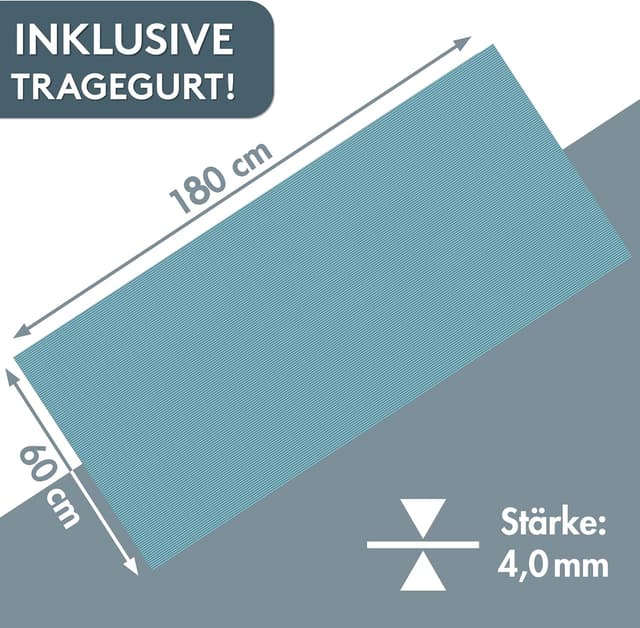 Detalle de LILENO SPORTS Yoga Matte 180 x 60 cm (inkl. Tragegurt) – extra rutschfest, 4 mm