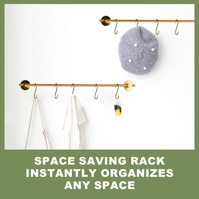 Detalle de YIGUANXIN 22 inch (55.2cm) bathroom towel rack with 5 detachable hooks, wall mounted in brushed gold