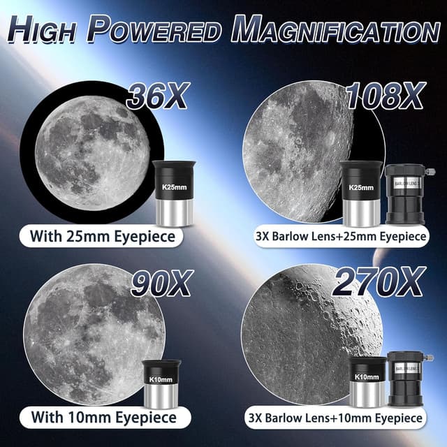 Thumbnail 2 de 90mm Aperture 900mm Refractor Telescope for Adults