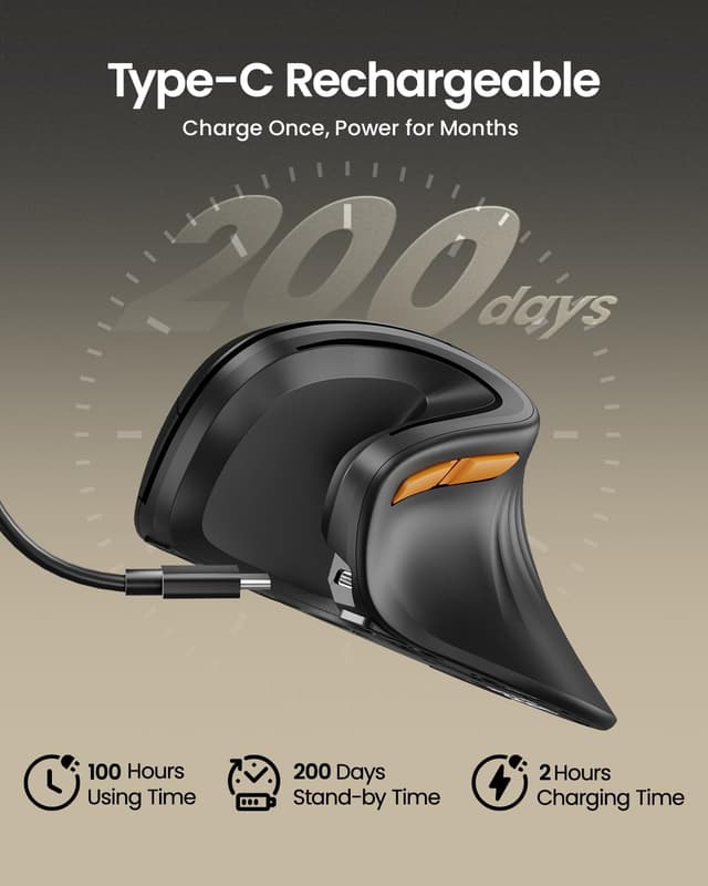 Detalle 2 de ProtoArc EM11 NL ergonomic vertical mouse 3 DPI 🔘