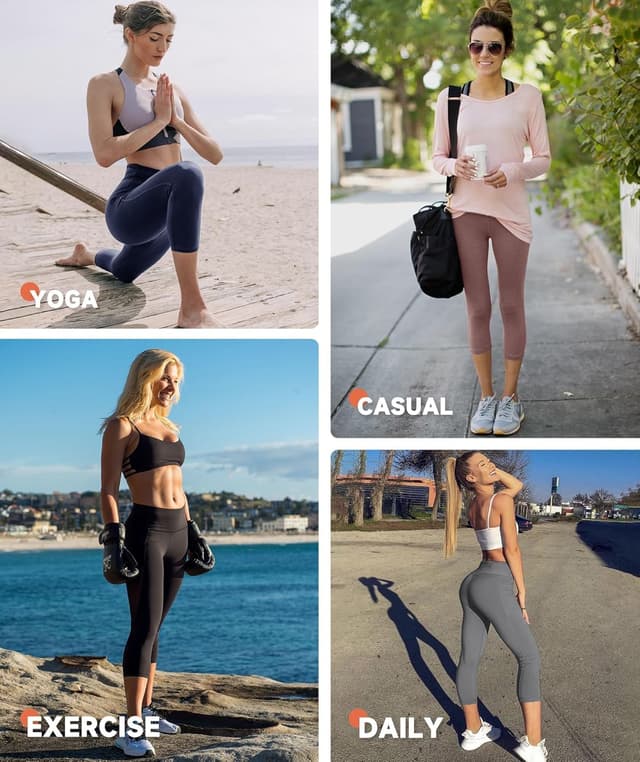 Detalle de GAYHAY High-Waisted Capri Leggings with Pockets — Soft, Slim Yoga Pants for Running & Cycling