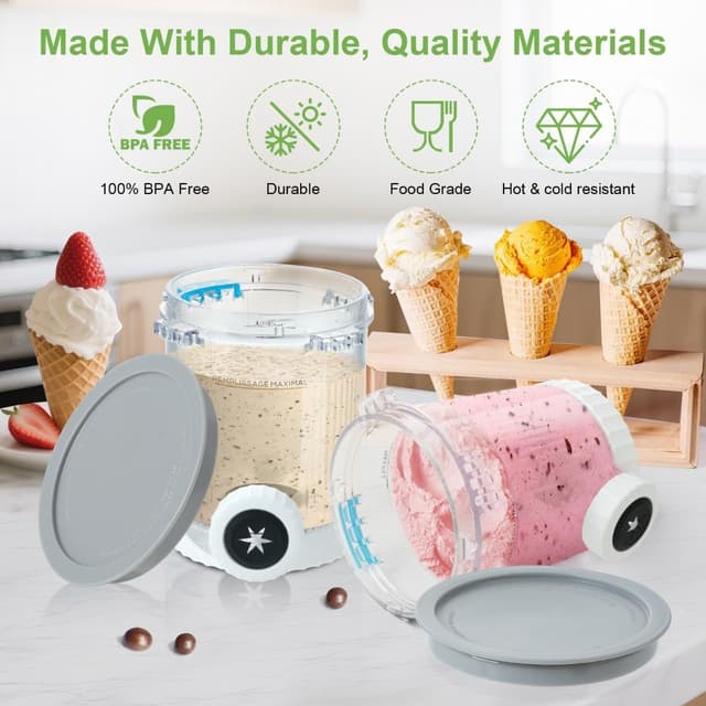 Detalle de PCTTOIL 4 Stück Ninja Creami Swirl Behälter NC700