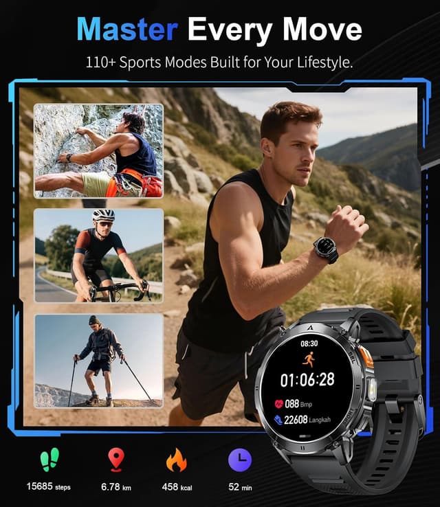 Thumbnail 6 de LIGE Military Smart Watch for Men with Bluetooth Call