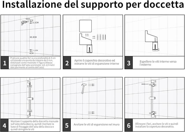 Thumbnail 6 de Asta doccia saliscendi Morado in acciaio inox, binario cromo regolabile in altezza (70 cm)