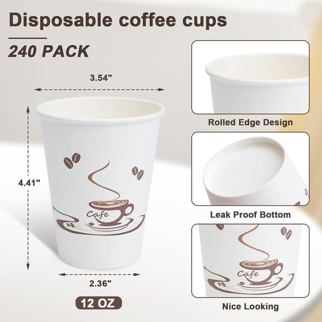Detalle 2 de Lamosi Coffee Cups 12 oz 240 Pack
