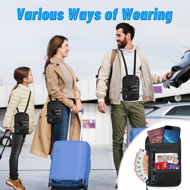 Detalle de CORYIN Travel neck wallet RFID 5 pockets