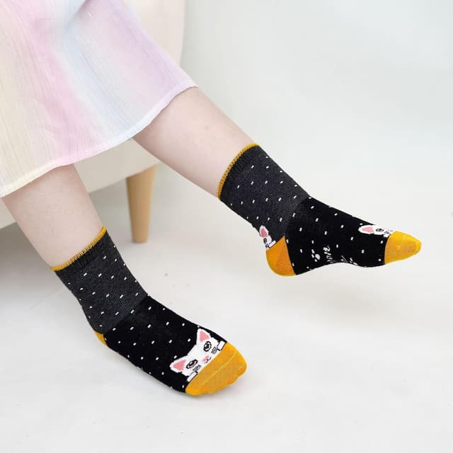 Detalle de ZAKASA Chaussettes enfant fille fantaisie (socquettes) en coton à motifs animaux