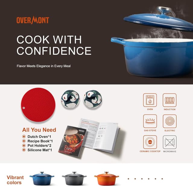 Thumbnail 5 de Overmont Refined Enameled Cast Iron Dutch Oven