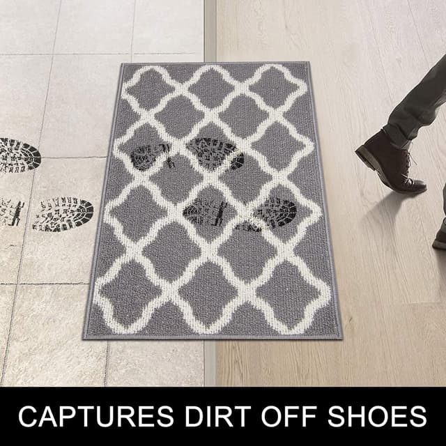Detalle de SHACOS Large Door Mats 36"x59" Indoor Washable Non-Slip Entryway Floor Mat (Light Gray)