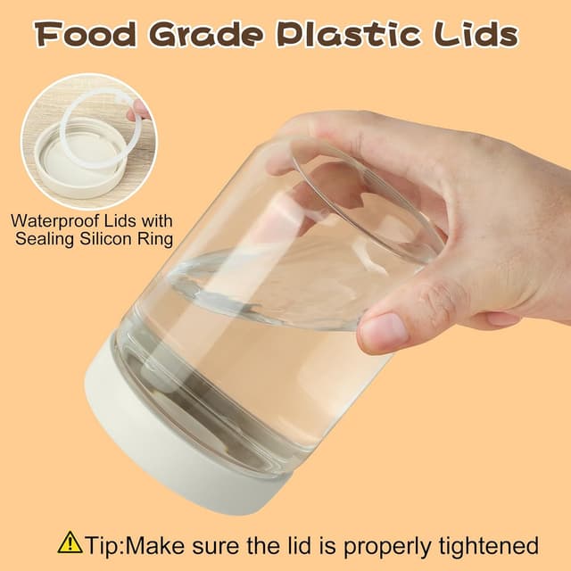 Detalle de YUEYEE 4 Meal Prep Gläser (600 ml) mit Deckeln – für Overnight Oats, Marinaden & Aufbewahrung