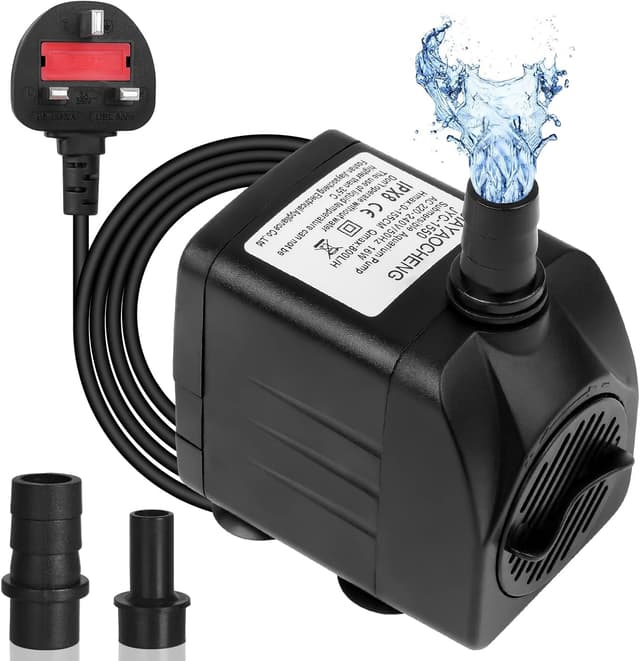 Detalle de Flintronic Submersible Water Pump (800 L/H, 16W) – ultra-quiet fountain and aquarium pump with 1.4m cable and 2 nozzles