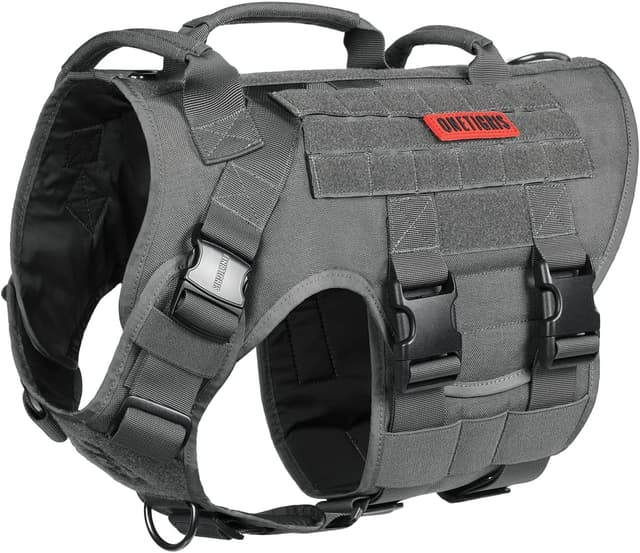 Detalle 1 de OneTigris Large Tactical Dog Harness (No Pulling Adjustable) with Handle, MOLLE & Patch Panels