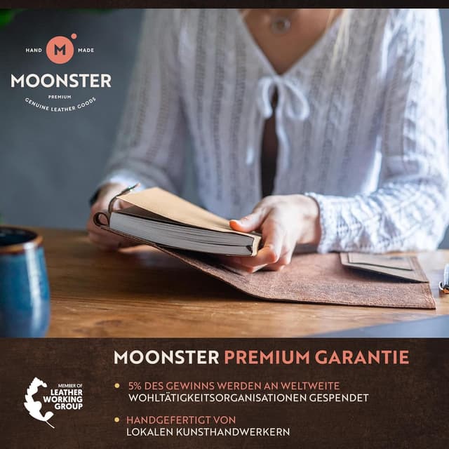 Detalle 2 de moonster Leder Notizbuch A5 mit Lebensbaum