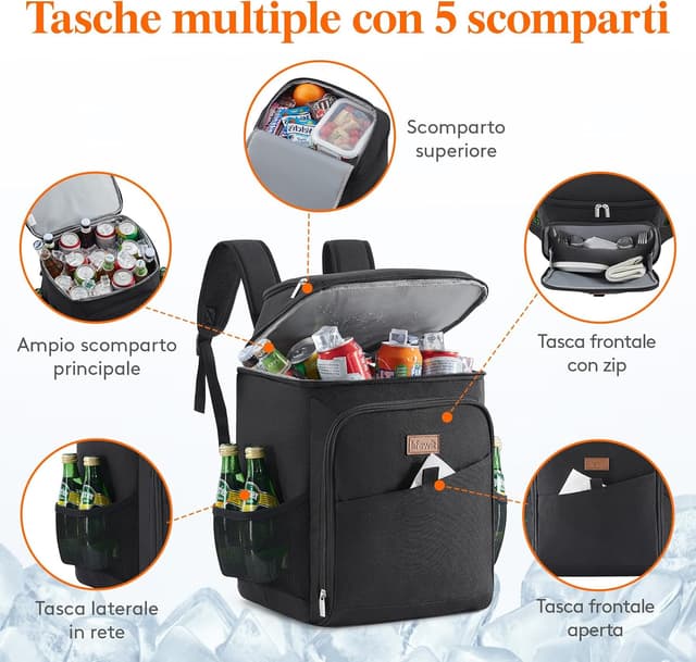 Detalle de Lifewit Zaino Frigo Termico da 26L: borsa termica portatile impermeabile per pranzo, spiaggia e campeggio