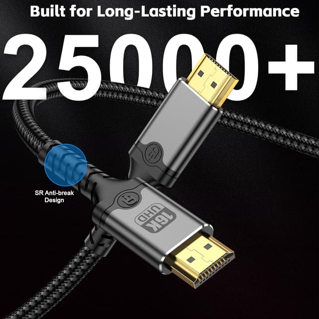 Detalle de Herfair 16K HDMI Cable (HDMI 2.2) Ultra High Speed Gold Plated 3m