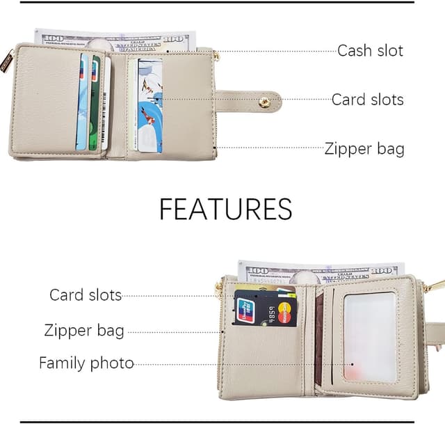 Detalle de LZSXDWXY Damen-Geldbörse aus PU-Leder, kleine Wallet mit Kartenfächern und Münzfächern