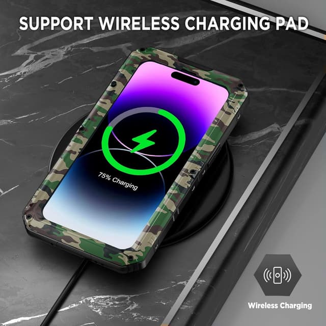Detalle 2 de Beeasy iPhone 14 Pro Max Waterproof Heavy Duty Case with 360° Protection and Built-in Screen Protector (Camo)