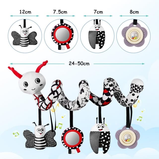 Detalle 2 de Vicloon Activity-Spirale Spielzeug (Käfer) für Kinderbett, Wiege & Babyschale – Reise-Aktivität ab 0+ Monaten