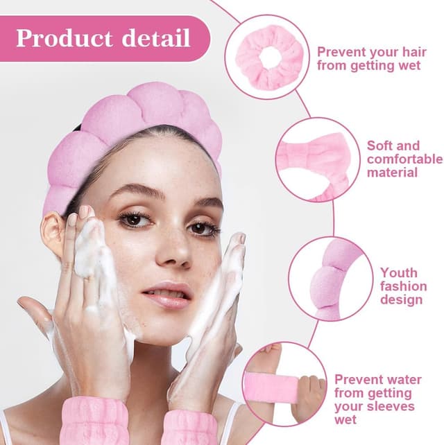 Thumbnail 3 de Fascia capelli 5 pezzi Rosa 🎀