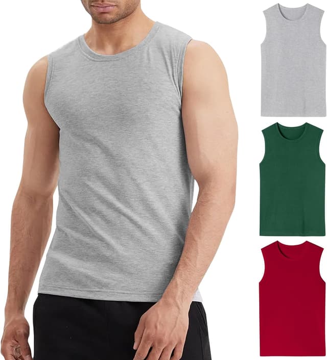 Detalle de LiKing Pacco da 3/6 canottiere uomo in 100% cotone con scollo rotondo