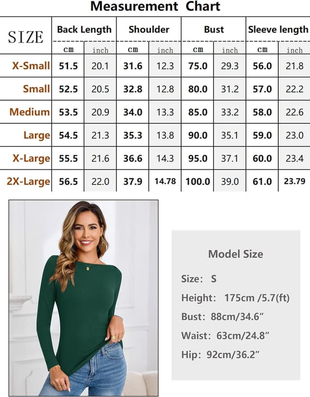 Detalle 2 de Aottori T-shirt manches longues femme col bateau côtelé – coupe slim extensible en viscose et élasthanne