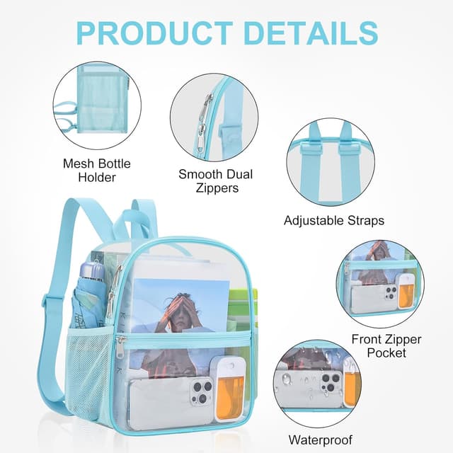 Detalle de USPECLARE Clear Backpack Stadium Approved (12" x 11" x 6")