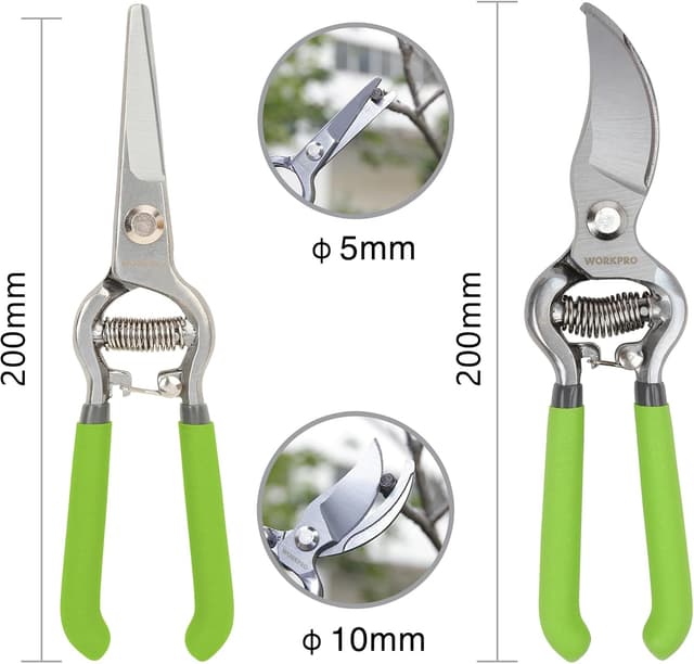 Detalle de WORKPRO 2-Piece 200 mm Pruning Shears Set (200 mm pruning shears + 200 mm grape shears)