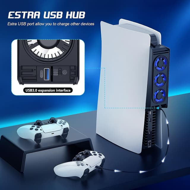 Thumbnail 4 de QYCHHJ PS5 Cooling Fan 3 in 1 with LED