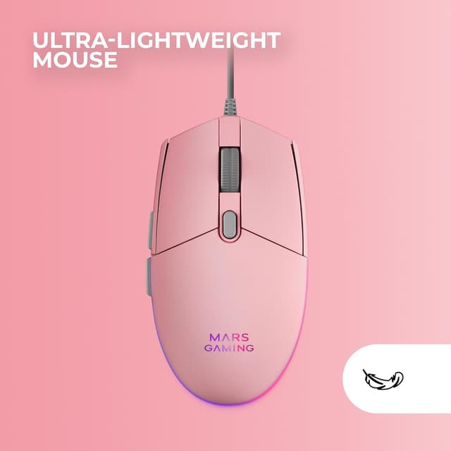 Detalle de MARSGAMING MCP-RGB3 Gaming-Set (RGB-Tastatur, RGB-Maus 3200 DPI, Over-Ear-Headset, XXL-Mousepad) Pink