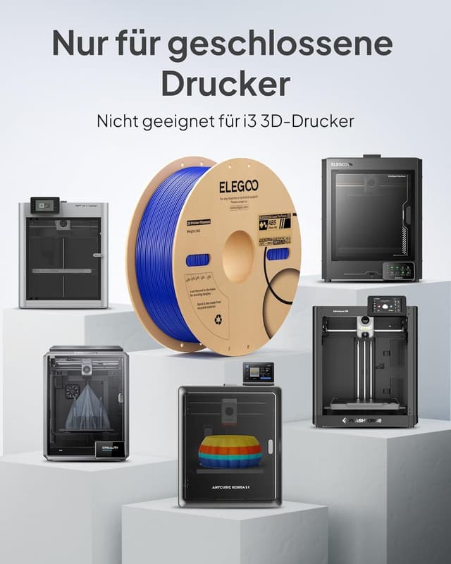 Thumbnail 6 de ELEGOO ABS Filament 1,75 mm Schwarz (1 kg) – zäh, schlagfest und formstabil bis 85 °C