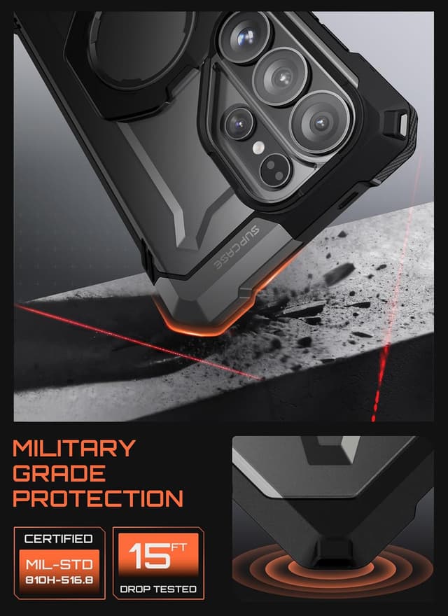 Detalle de SUPCASE Unicorn Beetle Grip Case for Samsung Galaxy S26 Ultra with Kickstand (Wireless Charge Compatible) — Dark