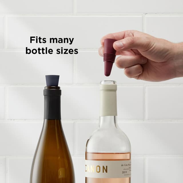 Detalle de Rabbit W6121 Bottle Stoppers Set of 4 (Multicolor) — Airtight Silicone & Stainless Steel Caps