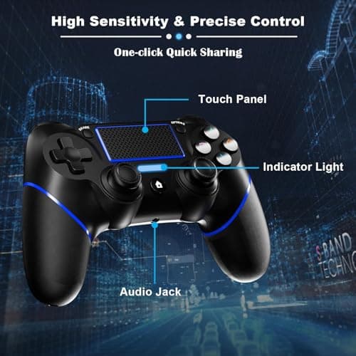 Thumbnail 7 de CHEREEKI Mando inalámbrico para PS4 con Bluetooth, giroscopio 6 ejes, doble vibración y panel táctil