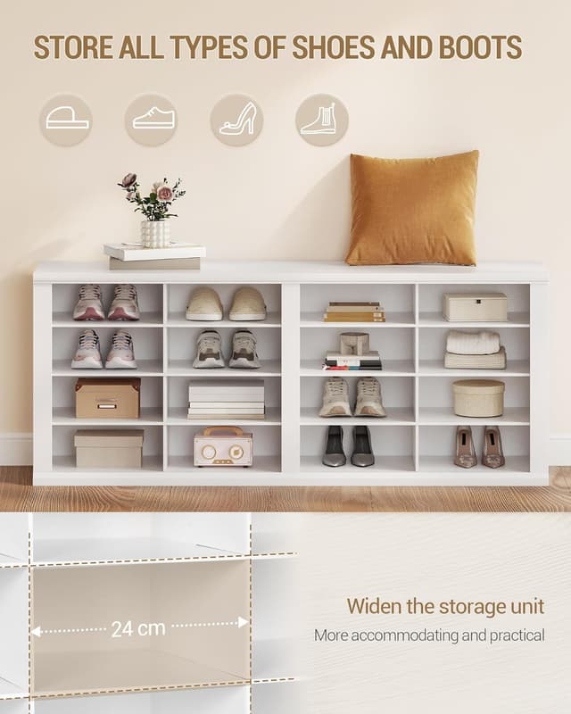 Thumbnail 4 de Hzuaneri Banc à Chaussures 16 Compartiments blanc SB24603X