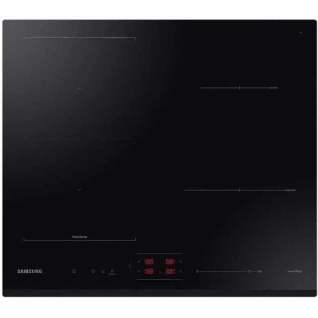 Detalle de Samsung Flex Zone NZ64B5046GK placa de inducción de 4 zonas con Flex Zone y SmartThings