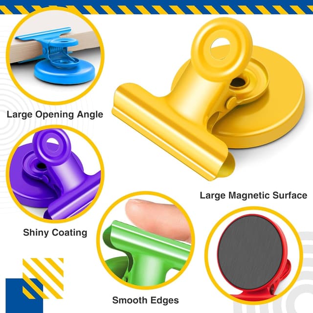 Detalle de FINDMAG fridge magnets clip 6-pack – heavy-duty magnetic clips for whiteboards, fridges and photos