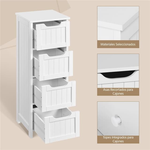 Thumbnail 3 de Yaheetech Armario de baño 4 Cajones 30x30x82cm