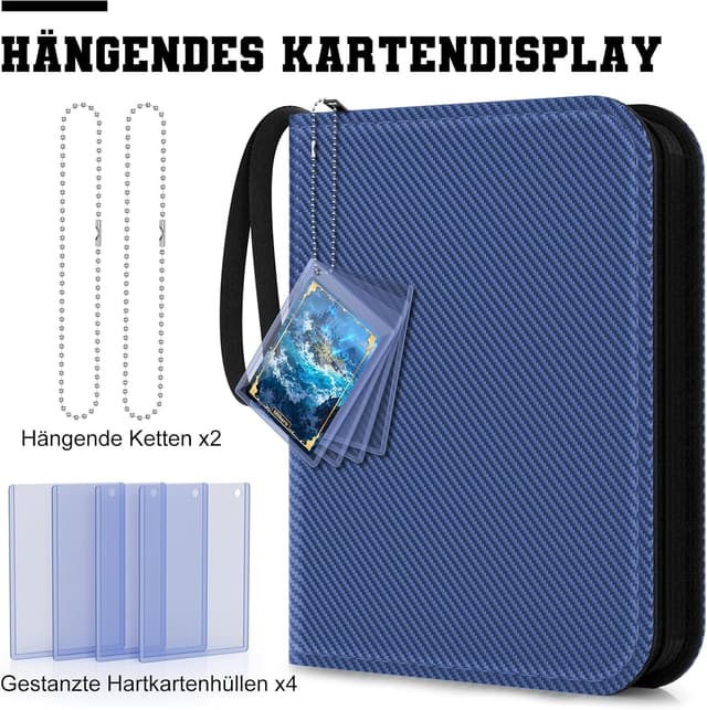 Detalle de Mlikero Sammelalbum für Sammelkarten (für 720 Karten, 9 Taschen) – MTG & Fußball-Karten, blau