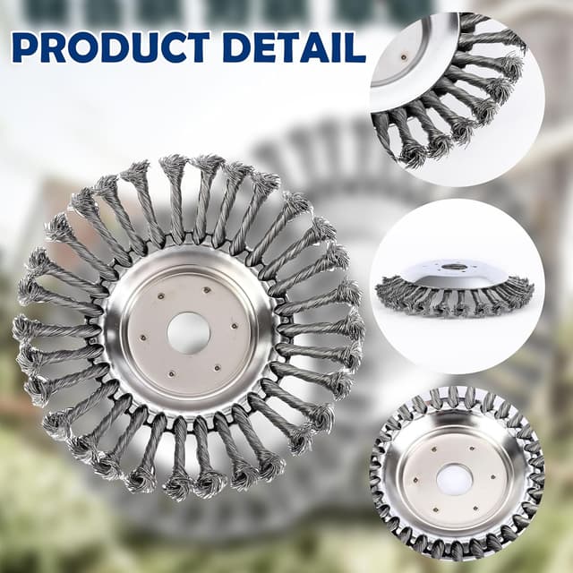 Detalle 2 de Kimuwote Brosse de désherbage professionnelle pour débroussailleuse, alésage 200 x 25,4 mm, acier