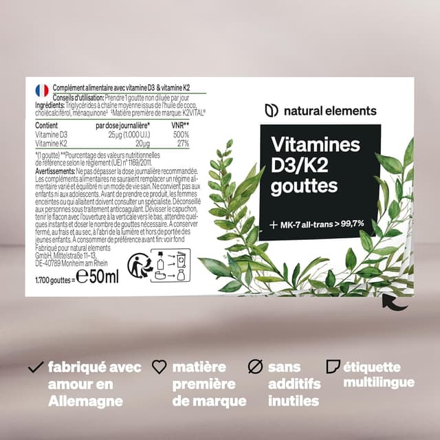 Thumbnail 5 de Vitamine D3 & K2 Premium 50 ml — gouttes concentrées 💧