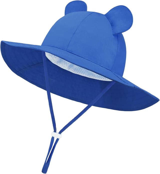 Detalle de DRESHOW Baby Sun Hat (UPF 50+) Toddler Wide Brim Bucket Cap with Chin Strap & Bear Ears