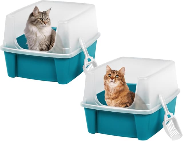 Detalle de Iris Ohyama CLH-12 – Bac à litière pour chat avec pelle, lot de 2 (bleu), parois amovibles