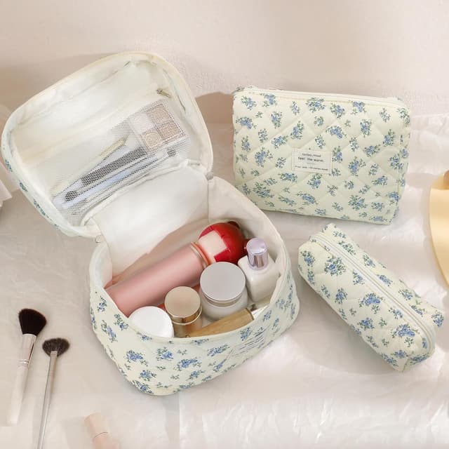 Detalle 2 de beifon 3er Set Kosmetiktaschen & Kulturbeutel für Damen (Blumenmuster) – 3 Größen