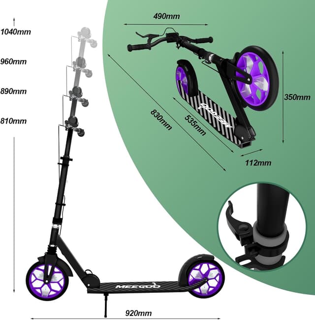 Thumbnail 2 de MEE GOO Foldable Kick Scooter 8" Wheels