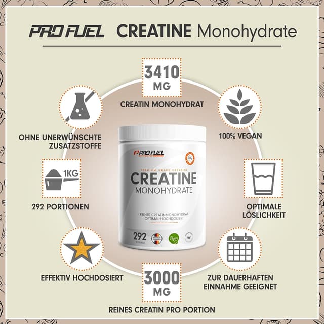 Detalle 2 de Creatin Monohydrat Pulver 1kg vegan